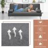 imageGiantex Modern Convertible Futon Sofa Bed Linen Upholstered Futon Sofa Sleeper wMetal Leg Removable Armrests 2 Cup Holders Backrest Adjustable Folding Futon Sofa Bed for Apartment Dark Gray