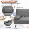 imageGiantex Modern Convertible Futon Sofa Bed Linen Upholstered Sofa Sleeper wMetal Leg Removable Armrests 2 Cup Holders Backrest Adjustable Folding Sofa Bed for Apartment Light Gray