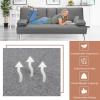 imageGiantex Modern Convertible Futon Sofa Bed Linen Upholstered Sofa Sleeper wMetal Leg Removable Armrests 2 Cup Holders Backrest Adjustable Folding Sofa Bed for Apartment Light Gray