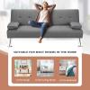 imageGiantex Modern Convertible Futon Sofa Bed Linen Upholstered Sofa Sleeper wMetal Leg Removable Armrests 2 Cup Holders Backrest Adjustable Folding Sofa Bed for Apartment Light Gray