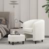 imageGiantex Modern Mid Century Accent Chair with Ottoman Upholstered Sherpa Chair wFootrest Soft Teddy Velvet Solid Wood Frame Barrel Club Chair for Small Spaces Living Room Bedroom BeigeBeige