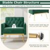 imageGiantex Modern Velvet Accent Chair  MidCentury Upholstered Single Sofa Chair wButton Tufted Back Golden Metal Legs Adjustable Foot Pads Comfy Living Room Armchair for Bedroom Dark GreenEmerald Green