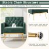 imageGiantex Modern Velvet Accent Chair  MidCentury Upholstered Single Sofa Chair wButton Tufted Back Golden Metal Legs Adjustable Foot Pads Comfy Living Room Armchair for Bedroom Dark GreenDark Green