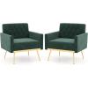 imageGiantex Modern Velvet Accent Chair  MidCentury Upholstered Single Sofa Chair wButton Tufted Back Golden Metal Legs Adjustable Foot Pads Comfy Living Room Armchair for Bedroom Dark GreenDark Green