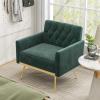 imageGiantex Modern Velvet Accent Chair  MidCentury Upholstered Single Sofa Chair wButton Tufted Back Golden Metal Legs Adjustable Foot Pads Comfy Living Room Armchair for Bedroom Dark GreenDark Green