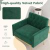 imageGiantex Modern Velvet Accent Chair  MidCentury Upholstered Single Sofa Chair wButton Tufted Back Golden Metal Legs Adjustable Foot Pads Comfy Living Room Armchair for Bedroom Dark GreenEmerald Green
