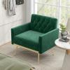 imageGiantex Modern Velvet Accent Chair  MidCentury Upholstered Single Sofa Chair wButton Tufted Back Golden Metal Legs Adjustable Foot Pads Comfy Living Room Armchair for Bedroom Dark GreenEmerald Green