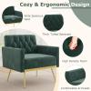 imageGiantex Modern Velvet Accent Chair  MidCentury Upholstered Single Sofa Chair wButton Tufted Back Golden Metal Legs Adjustable Foot Pads Comfy Living Room Armchair for Bedroom Dark GreenDark Green