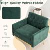 imageGiantex Modern Velvet Accent Chair  MidCentury Upholstered Single Sofa Chair wButton Tufted Back Golden Metal Legs Adjustable Foot Pads Comfy Living Room Armchair for Bedroom Dark GreenDark Green