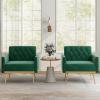 imageGiantex Modern Velvet Accent Chair  MidCentury Upholstered Single Sofa Chair wButton Tufted Back Golden Metal Legs Adjustable Foot Pads Comfy Living Room Armchair for Bedroom Dark GreenEmerald Green