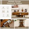 imageGiantex Narrow Console Table TShaped  Behind Couch Table with Drawer Shelves Dual AntiTipping Kits Modern Foyer Table Sofa Side Table for Living Room Entryway Hallway Entry Table GrayBrown