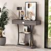 imageGiantex Narrow Console Table TShaped  Behind Couch Table with Drawer Shelves Dual AntiTipping Kits Modern Foyer Table Sofa Side Table for Living Room Entryway Hallway Entry Table GrayGrey
