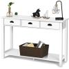 imageGiantex Narrow Console Table with Storage  60quot Long Sofa Side Table w 4 Drawers ampamp Open Shelf Solid Wood Legs Rectangular Entry Table Retro Entryway Table for Living Room Hallway Foyer BlackWhite