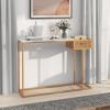 imageGiantex Narrow Console Table with Storage  60quot Long Sofa Side Table w 4 Drawers ampamp Open Shelf Solid Wood Legs Rectangular Entry Table Retro Entryway Table for Living Room Hallway Foyer BlackGoldwhite