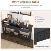 imageGiantex Narrow Console Table with Storage  60quot Long Sofa Side Table w 4 Drawers ampamp Open Shelf Solid Wood Legs Rectangular Entry Table Retro Entryway Table for Living Room Hallway Foyer BlackBlack