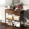 imageGiantex Narrow Console Table with Storage  60quot Long Sofa Side Table w 4 Drawers ampamp Open Shelf Solid Wood Legs Rectangular Entry Table Retro Entryway Table for Living Room Hallway Foyer BlackBrown