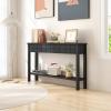 imageGiantex Narrow Console Table with Storage  60quot Long Sofa Side Table w 4 Drawers ampamp Open Shelf Solid Wood Legs Rectangular Entry Table Retro Entryway Table for Living Room Hallway Foyer BlackBlack