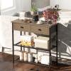 imageGiantex Narrow Console Table with Storage  60quot Long Sofa Side Table w 4 Drawers ampamp Open Shelf Solid Wood Legs Rectangular Entry Table Retro Entryway Table for Living Room Hallway Foyer BlackGrey