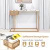 imageGiantex Narrow Console Table with Storage  60quot Long Sofa Side Table w 4 Drawers ampamp Open Shelf Solid Wood Legs Rectangular Entry Table Retro Entryway Table for Living Room Hallway Foyer BlackGoldwhite