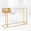 imageGiantex Narrow Console Table with Storage  60quot Long Sofa Side Table w 4 Drawers ampamp Open Shelf Solid Wood Legs Rectangular Entry Table Retro Entryway Table for Living Room Hallway Foyer BlackGoldwhite