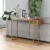 imageGiantex Narrow Console Table with Storage  60quot Long Sofa Side Table w 4 Drawers ampamp Open Shelf Solid Wood Legs Rectangular Entry Table Retro Entryway Table for Living Room Hallway Foyer BlackGoldwhite