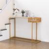 imageGiantex Narrow Console Table with Storage  60quot Long Sofa Side Table w 4 Drawers ampamp Open Shelf Solid Wood Legs Rectangular Entry Table Retro Entryway Table for Living Room Hallway Foyer BlackGoldwhite