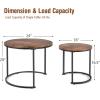 imageGiantex Nesting Coffee Table Set of 2 Round Stacking Side Tables with Wooden Tabletop ampamp Powder Coated Steel Frame Space Saving Vintage End Tables for Living Room Balcony Office GoldenRustic Brown