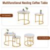 imageGiantex Nesting Coffee Table Set of 2 Round Stacking Side Tables with Wooden Tabletop ampamp Powder Coated Steel Frame Space Saving Vintage End Tables for Living Room Balcony Office GoldenGolden