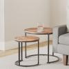 imageGiantex Nesting Coffee Table Set of 2 Round Stacking Side Tables with Wooden Tabletop ampamp Powder Coated Steel Frame Space Saving Vintage End Tables for Living Room Balcony Office GoldenRustic Brown