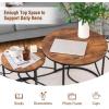imageGiantex Nesting Coffee Table Set of 2 Round Stacking Side Tables with Wooden Tabletop ampamp Powder Coated Steel Frame Space Saving Vintage End Tables for Living Room Balcony Office GoldenRustic Brown