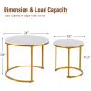 imageGiantex Nesting Coffee Table Set of 2 Round Stacking Side Tables with Wooden Tabletop ampamp Powder Coated Steel Frame Space Saving Vintage End Tables for Living Room Balcony Office GoldenGolden
