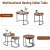 imageGiantex Nesting Coffee Table Set of 2 Round Stacking Side Tables with Wooden Tabletop ampamp Powder Coated Steel Frame Space Saving Vintage End Tables for Living Room Balcony Office GoldenRustic Brown
