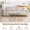 imageGiantex Nesting Coffee Table Set of 2 Round Stacking Side Tables with Wooden Tabletop ampamp Powder Coated Steel Frame Space Saving Vintage End Tables for Living Room Balcony Office GoldenGolden