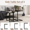 imageGiantex Nesting Coffee Table Set of 3 Stackable Square End Table wWood Grain Tabletop ampamp HeavyDuty Metal Frame Farmhouse CShaped Accent Table for Small Space Living Room Bedroom Black OakBlack Oak