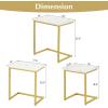 imageGiantex Nesting Coffee Table Set of 3 Stackable Square End Table wWood Grain Tabletop ampamp HeavyDuty Metal Frame Farmhouse CShaped Accent Table for Small Space Living Room Bedroom Black OakWhite Gold