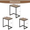 imageGiantex Nesting Coffee Table Set of 3 Stackable Square End Table wWood Grain Tabletop ampamp HeavyDuty Metal Frame Farmhouse CShaped Accent Table for Small Space Living Room Bedroom Black OakBlack Oak