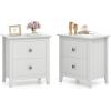 imageGiantex Nightstands Set of 2 Modern 2 Drawers Night Stands with Handles Sofa Side Table with Sturdy Legs for Small Spaces College Dorm Kids Room Wooden Bedside Tables for Bedroom BlackWhite