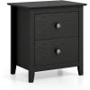 imageGiantex Nightstands Set of 2 Modern 2 Drawers Night Stands with Handles Sofa Side Table with Sturdy Legs for Small Spaces College Dorm Kids Room Wooden Bedside Tables for Bedroom BlackBlack