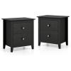 imageGiantex Nightstands Set of 2 Modern 2 Drawers Night Stands with Handles Sofa Side Table with Sturdy Legs for Small Spaces College Dorm Kids Room Wooden Bedside Tables for Bedroom BlackBlack