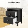 imageGiantex Nightstands Set of 2 Modern 2 Drawers Night Stands with Handles Sofa Side Table with Sturdy Legs for Small Spaces College Dorm Kids Room Wooden Bedside Tables for Bedroom BlackBlack