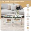 imageGiantex Oval Glass Coffee Table  3Tier Transparent Tempered Glass Table WSturdy Chrome Plated Legs Small Sofa Side Table End Table for Living Room Bedroom Office 35quot 20quot 18quot BlackClear