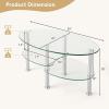 imageGiantex Oval Glass Coffee Table  3Tier Transparent Tempered Glass Table WSturdy Chrome Plated Legs Small Sofa Side Table End Table for Living Room Bedroom Office 35quot 20quot 18quot BlackClear