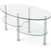 imageGiantex Oval Glass Coffee Table  3Tier Transparent Tempered Glass Table WSturdy Chrome Plated Legs Small Sofa Side Table End Table for Living Room Bedroom Office 35quot 20quot 18quot BlackClear