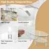 imageGiantex Oval Glass Coffee Table  3Tier Transparent Tempered Glass Table WSturdy Chrome Plated Legs Small Sofa Side Table End Table for Living Room Bedroom Office 35quot 20quot 18quot BlackClear