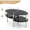 imageGiantex Oval Glass Coffee Table  3Tier Transparent Tempered Glass Table WSturdy Chrome Plated Legs Small Sofa Side Table End Table for Living Room Bedroom Office 35quot 20quot 18quot BlackBlack
