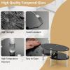 imageGiantex Oval Glass Coffee Table  3Tier Transparent Tempered Glass Table WSturdy Chrome Plated Legs Small Sofa Side Table End Table for Living Room Bedroom Office 35quot 20quot 18quot BlackBlack