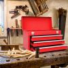 imageGiantex Portable Steel Tool Box 205 Toolbox w 3 Drawers ampamp Top Storage Tray Tool Storage Chest wDouble Latch System Ball Bearing Drawer Slides EVA Liners ampamp Carrying Handle Red