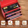 imageGiantex Portable Steel Tool Box 205 Toolbox w 3 Drawers ampamp Top Storage Tray Tool Storage Chest wDouble Latch System Ball Bearing Drawer Slides EVA Liners ampamp Carrying Handle Red