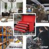 imageGiantex Portable Steel Tool Box 205 Toolbox w 3 Drawers ampamp Top Storage Tray Tool Storage Chest wDouble Latch System Ball Bearing Drawer Slides EVA Liners ampamp Carrying Handle Red
