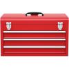 imageGiantex Portable Steel Tool Box 205 Toolbox w 3 Drawers ampamp Top Storage Tray Tool Storage Chest wDouble Latch System Ball Bearing Drawer Slides EVA Liners ampamp Carrying Handle Red